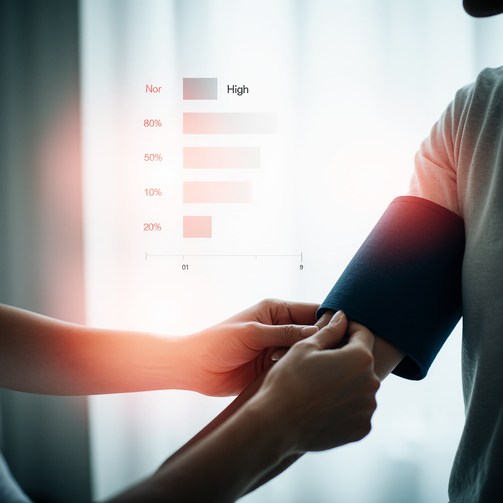 Side-by-side depiction of normal versus elevated blood pressure scenarios in daily life